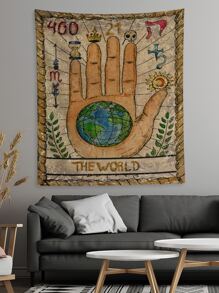 1入組心與地印花掛毯現代卡通圖案家居裝飾掛毯 - 彩色 - 查看 2