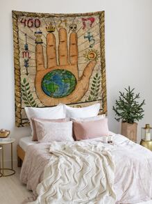 1入組心與地印花掛毯現代卡通圖案家居裝飾掛毯 - 彩色 - 查看 4