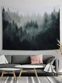 1pc Forest Print Tapestry, Modern Hanging Blanket For Living Room And Bedroom, Flag For Room, Room Decor, Tapestry, Wall Decor, Wall Art ,Room Stuffs, Flags For Room, Home Decor, Wall Tapestry