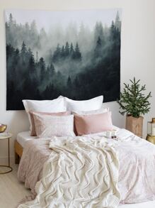 1pc Forest Print Tapestry, Modern Hanging Blanket For Living Room And Bedroom, Flag For Room, Room Decor, Tapestry, Wall Decor, Wall Art ,Room Stuffs, Flags For Room, Home Decor, Wall Tapestry