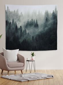 1pc Forest Print Tapestry, Modern Hanging Blanket For Living Room And Bedroom, Flag For Room, Room Decor, Tapestry, Wall Decor, Wall Art ,Room Stuffs, Flags For Room, Home Decor, Wall Tapestry