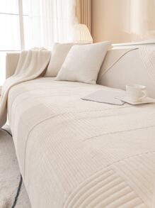 1入組滌綸沙發巾現代主義素色絎縫細節沙發套沙發毯 - 米色 - 查看 5