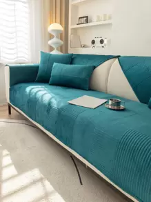 1pc Green Sofa Towel, Minimalist Polyester Sofa Cover Blanket For Home, All Season - Green - View 1