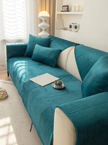 1pc Green Sofa Towel, Minimalist Polyester Sofa Cover Blanket For Home, All Season - Green - View 4