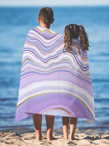 1入組條纖維沙灘巾卡通大理石印花旅行沙灘巾適合游泳夏季