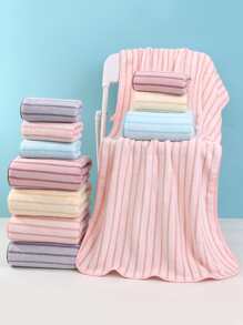 1条超细纤维浴巾或毛巾，简约条纹图案，适用于浴室、美容院、酒店、运动场所、家居等，可用作毛巾、护肤浴巾。 - 淺粉色 - 查看 2