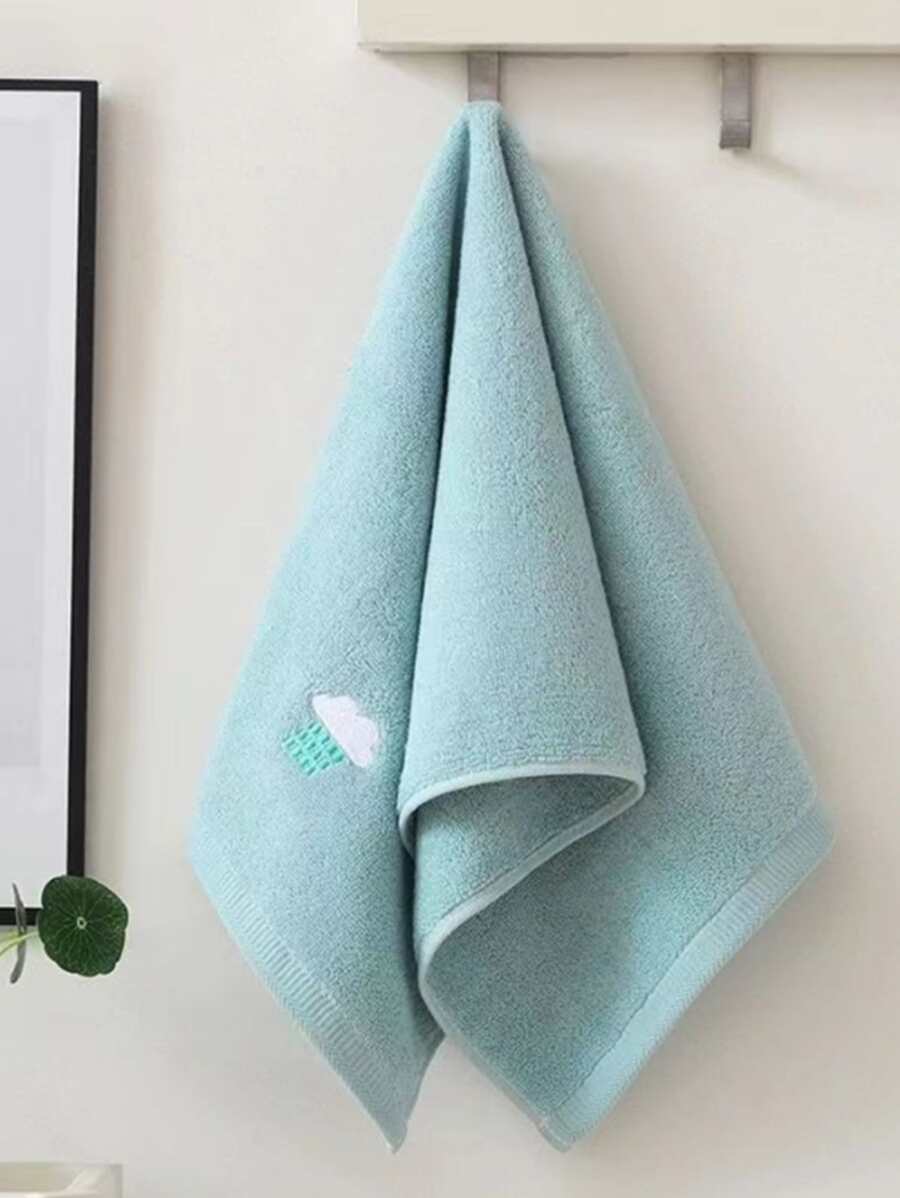 1 pieza Paño de limpieza facial con bordado cara nube con bordado para cuarto de baño - Azul - Ver 1