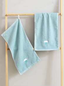 1 pieza Paño de limpieza facial con bordado cara nube con bordado para cuarto de baño - Azul - Ver 3