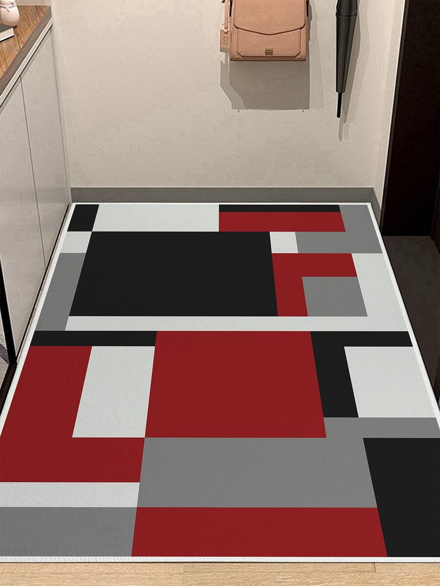 1 pieza Alfombra interior exterior con patrón geométrico puerta moderno poliéster para casa - Multicolor - Ver 1