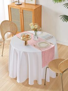 1pc - Solid Color Sequin Party Table Runner, Sparkle Table Banner, Party Decor, Table Decor - Rose Gold - View 3