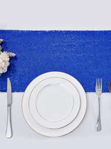 1個純色閃爍派對桌旗,亮片桌布,派對裝飾 - 藍色 - 查看 4