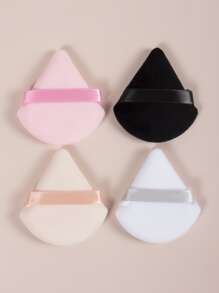 4 Pcs Of Triangular Powder Puff Makeup Sponges, Made Of Super-Soft Velvet, Designed For Contouring, Eye, And Corner, Makeup Sponge Foundation Mixing Container.Suitable For All Skin Types - Multicolor - View 3
