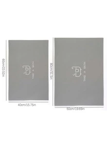 1pc Diatomite Bath Rug, Letter Graphic Rectangle Toilet Mat For Bathroom - Grey - View 3