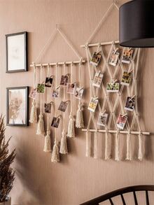 PC Vải Treo Tường (Với 20 chiếc Kẹp), Treo Trang Trí Cho Gia Đình - Màu be - Xem 6