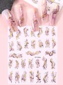FULL BEAUTY 1張大理石印花美甲貼紙，美甲貼紙DIY - 彩色 - 查看 1