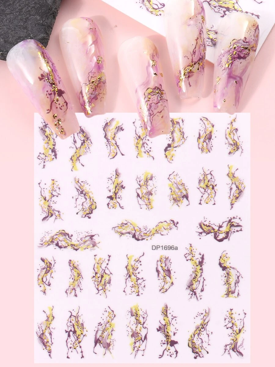 FULL BEAUTY 1張大理石印花美甲貼紙，美甲貼紙DIY - 彩色 - 查看 1