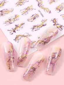 FULL BEAUTY 1張大理石印花美甲貼紙，美甲貼紙DIY - 彩色 - 查看 2