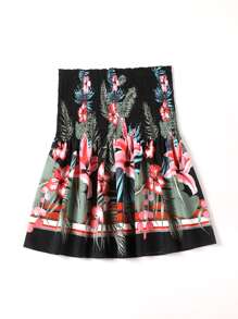 SHEIN Holidaya Plus Tropical Print Tube Top - Black - View 2