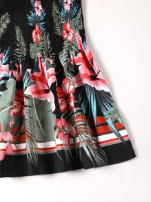 SHEIN Holidaya Plus Tropical Print Tube Top - Black - View 3