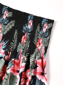 SHEIN Holidaya Plus Tropical Print Tube Top - Black - View 4