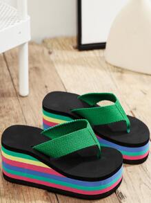 Fashionable Flip Flops For Women, Green Toe Post Flip-Flops - Green - View 3