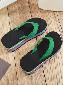 Fashionable Flip Flops For Women, Green Toe Post Flip-Flops - Green - View 4