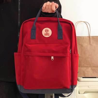 Letter Patch Pocket Front Backpack