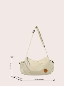 Letter Patch Decor Hobo Bag - Beige - View 3