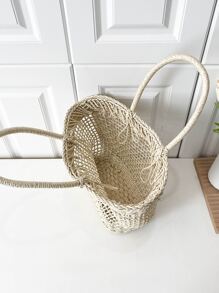 Minimalist Straw Bag - Beige - View 4