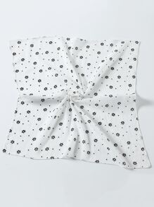 Ditsy Floral Pattern Bandana - Black and White - View 2