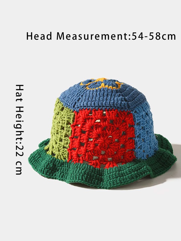 Color Block Crochet Hat SHEIN USA