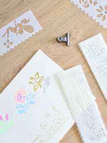 1 set Plantilla de dibujo con abertura - Blanco - Ver 4