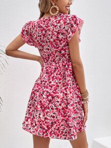 SHEIN Frenchy Allover Floral Print Ruffle Trim Smock Dress - Multicolor - View 2