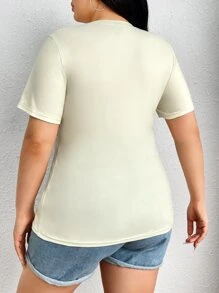 SHEIN Unity Áo thun Plus size Đồ họa Giải trí - trắng - Xem 3