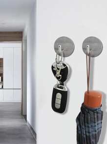 1入組不銹鋼自粘掛鉤經典黑色家居掛鉤