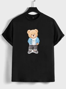 Manfinity RebelGame Men T-Shirts Fit Crew Neck Long Sleeve Graphic Tee Casual Going Out Summer - Black - View 1