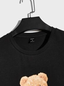 Manfinity RebelGame Men T-Shirts Fit Crew Neck Long Sleeve Graphic Tee Casual Going Out Summer - Black - View 4