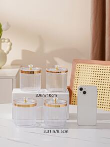 1入組PMMA食品儲物盒北歐菱形裝飾圓形透明食品儲物罐適用於餐桌 - 無色 - 查看 2