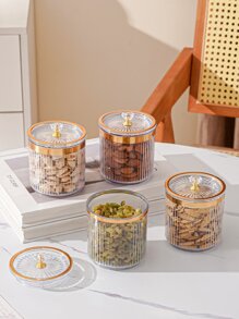 1入組PMMA食品儲物盒北歐菱形裝飾圓形透明食品儲物罐適用於餐桌 - 無色 - 查看 5