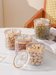 1入組PMMA食品儲物盒北歐菱形裝飾圓形透明食品儲物罐適用於餐桌 - 無色 - 查看 6