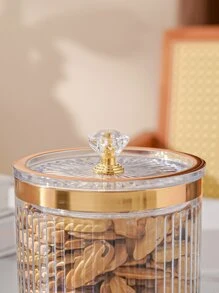 1入組PMMA食品儲物盒北歐菱形裝飾圓形透明食品儲物罐適用於餐桌 - 無色 - 查看 7