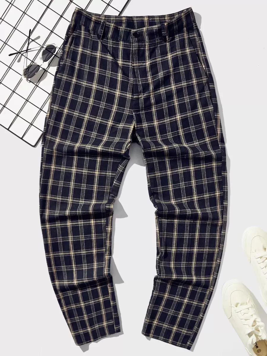 Manfinity Men Plaid Slant Pocket Suit Trousers - Multicolor - View 1