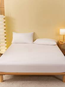 1 tấm ga trải giường mềm mại, thoáng khí, màu trơn, ga trải giường vừa vặn cho nệm lớn, vỏ bọc giường ngủ, bộ đồ giường màu hồng, bộ đồ giường màu trắng, bộ đồ giường đơn màu đen, bộ đồ giường cỡ King nhiều màu (không bao gồm gối và vỏ gối) - trắng - Xem 5