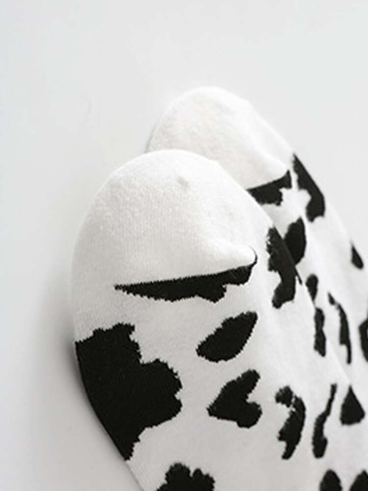 5pairs Cow Print Ankle Socks - Multicolor - View 3