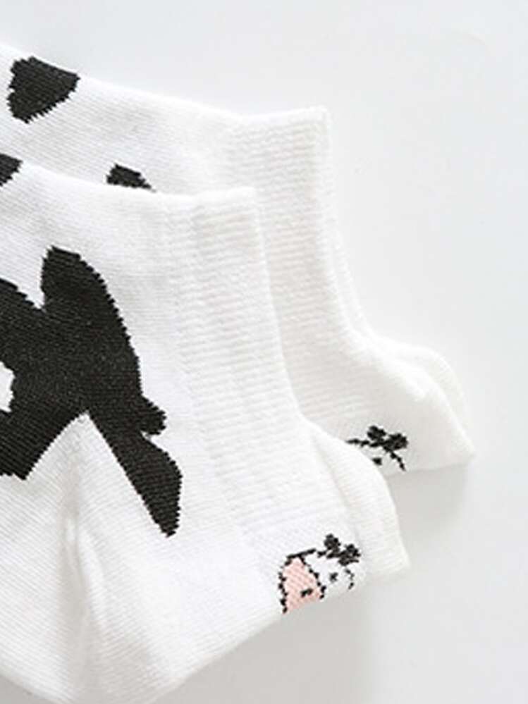 5pairs Cow Print Ankle Socks - Multicolor - View 4