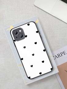 Ốp lưng kính hình trái tim tương thích với Apple và các dòng máy - Đen và trắng - Xem 2