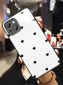 Ốp lưng kính hình trái tim tương thích với Apple và các dòng máy - Đen và trắng - Xem 3