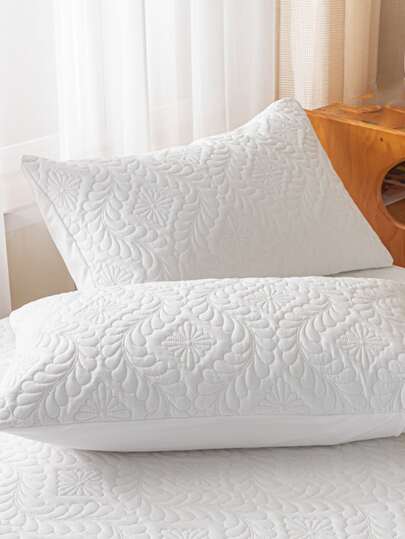 1 par blanco Funda de cojín sin minimalista poliéster guateado Funda de almohada de cama para casa