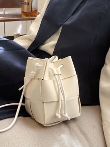 1 chiếc túi xô dệt thời trang tối giản, túi đeo vai thông thường đa năng với cảm giác cao cấp, thích hợp sử dụng hàng ngày - Màu be - Xem 3