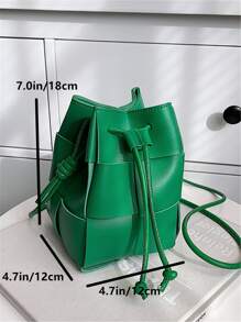 1pc Mini Bucket Handbag, Fashionable Casual Woven Design, High-End Feel, Versatile Commuting Crossbody Bag, Niche Small Shoulder Bag Suitable For Daily Use